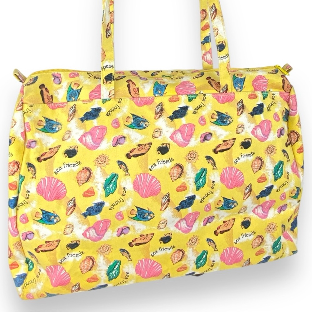 Large Double Handle Beach Theme Lightweight Zipper Closure Tote Bag